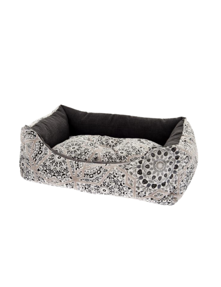 Ferribiella Panier Chien et Chat motifs mosaïques-fleuillages