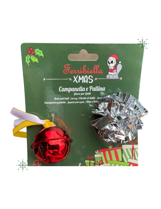 Ferribiella Chat Jouet clochette et balle de Noël