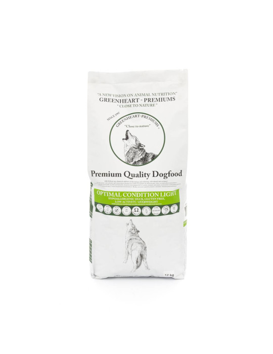 Croquettes canard sans gluten adaptées au chien en surcharge pondérale toute race - Greenheart Chien "Optimal Condition Light" Croquettes canard sans gluten adaptées au chien en surcharge pondérale toute race - Greenheart Chien "Optimal Condition Light"
