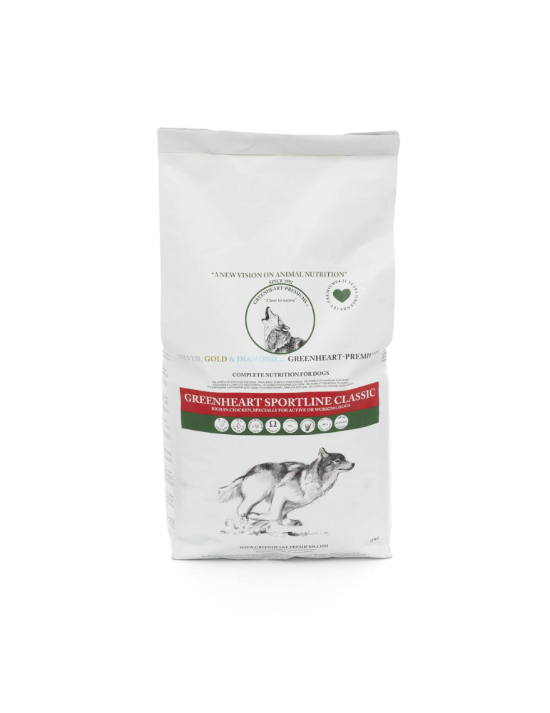 Croquettes au poulet pour chien très actif et sportif toutes races - Greenheart Chien "Sportline Classic"