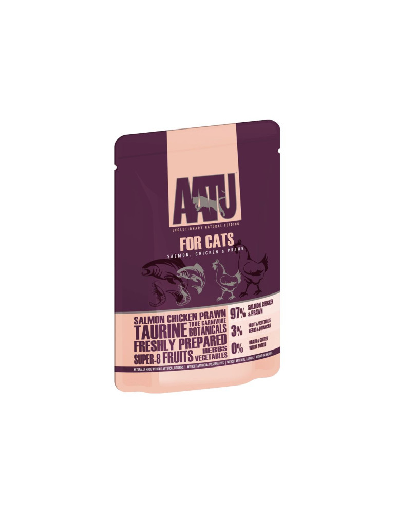 AATU Chat Pâtée Saumon, Poulet et Crevettes