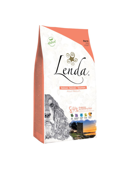 Croquettes au saumon - Alimentation complète pour chiens adultes races moyennes - LENDA Chien "Salmon" Adult Medium