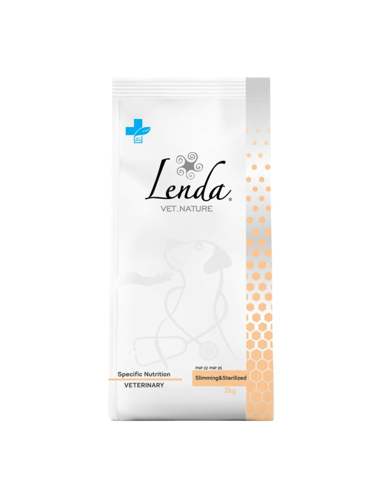 Croquettes chien stérilisé & minceur Lenda Vet.  Aide au contrôle du poids et des lipides.