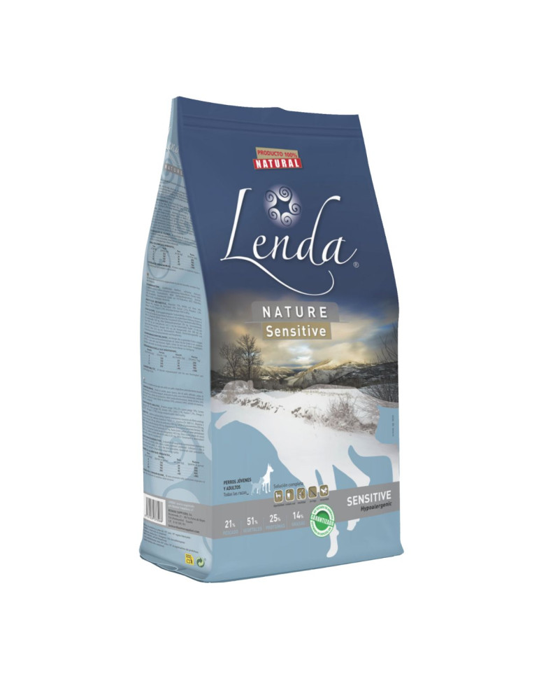 Croquettes hypoallergéniques au poisson blanc pour chiens adultes avec allergies ou ’intolérances alimentaires LENDA "Sensitive"