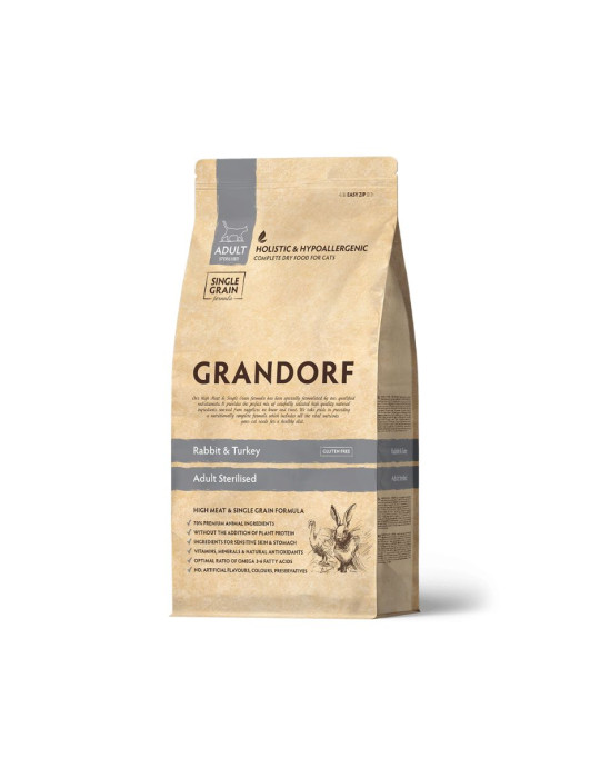 GRANDORF Chat Stérilisé Lapin et Dinde