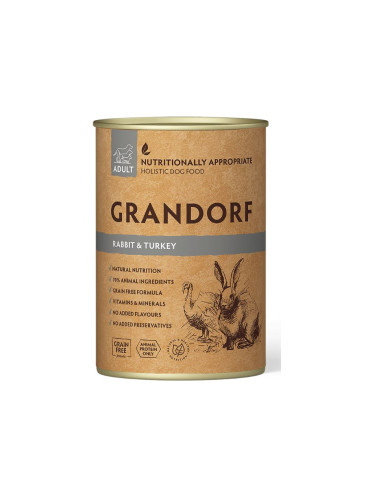 Pâtée chien - Sans céréales - Lapin et dinde - Grandorf