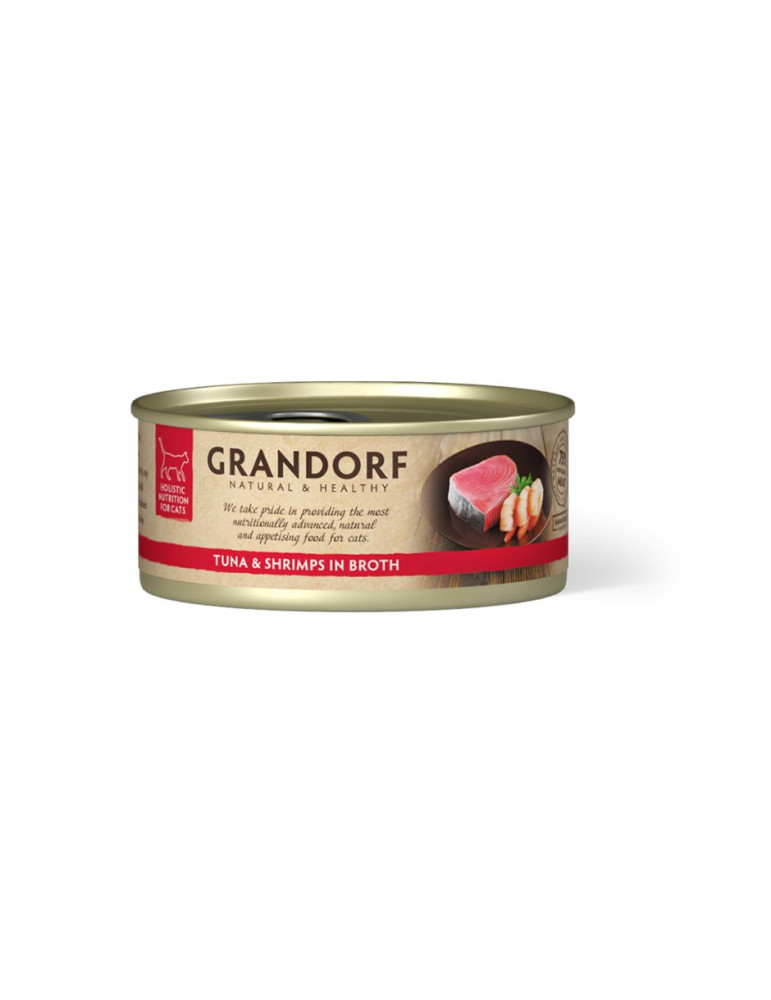 Pâtée Chat Grandorf Filet de Thon aux Crevettes sans Céréales 70g