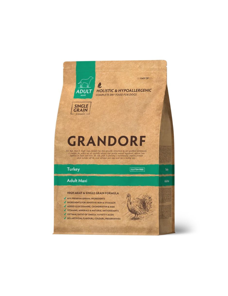 GRANDORF Croquettes pour Chien à la Dinde – Adulte Maxi