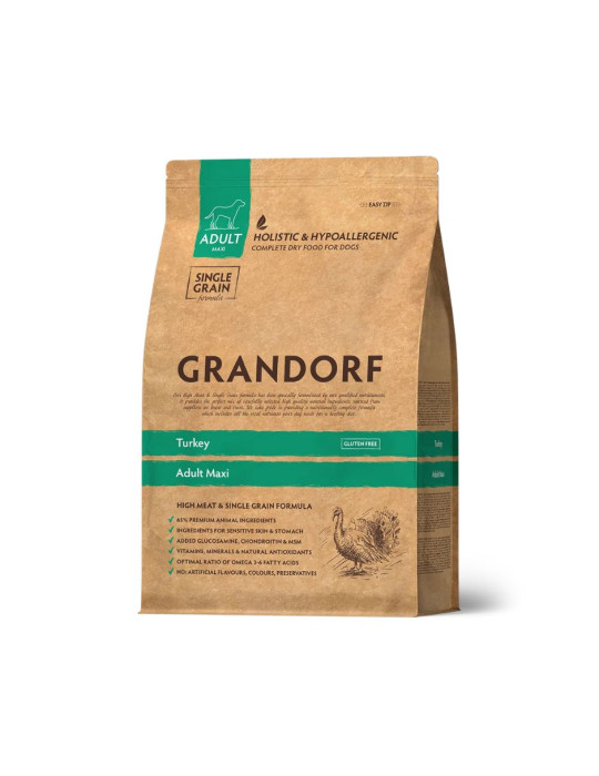 GRANDORF Croquettes pour Chien à la Dinde – Adulte Maxi