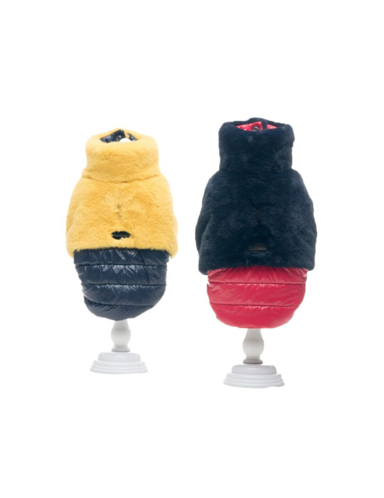 Inamorada doudoune jaune-bleue pour chiens frileux - Super Croquettes