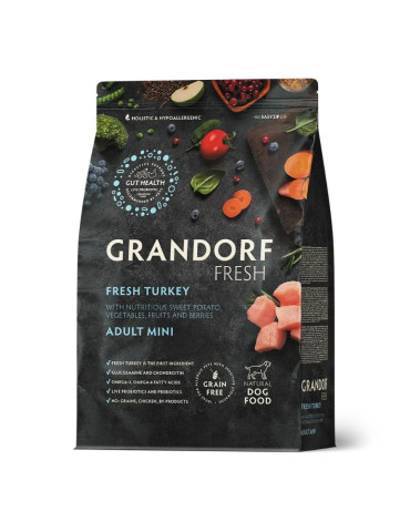 Croquettes chien - Petite race - Sans céréales - Dinde  - Grandorf Fresh