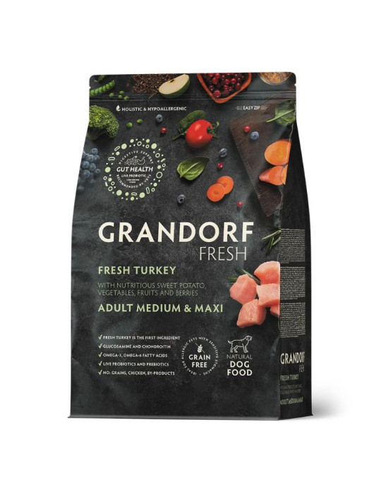 Croquettes chien - Dinde - Moyenne et grande race - Grandorf Fresh