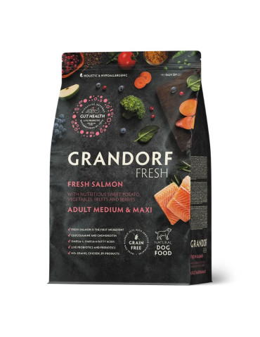 Croquettes chien - Moyenne et grande race - Sans céréales - Saumon - Grandorf Fresh