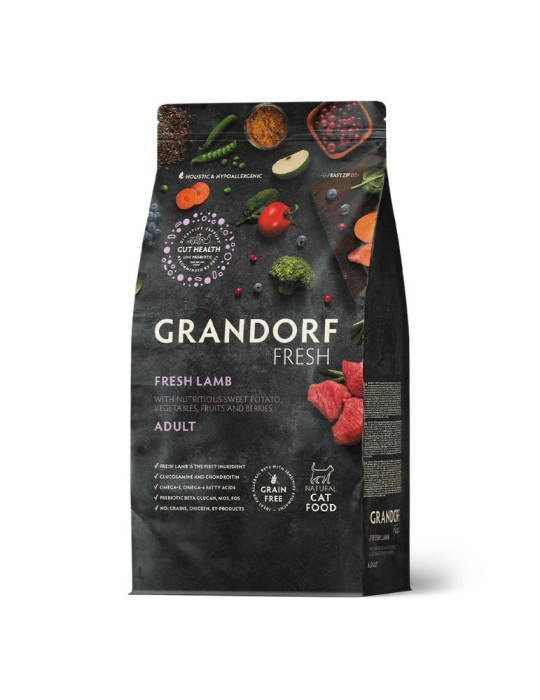 Croquettes chat sans céréales Agneau Grandorf Fresh