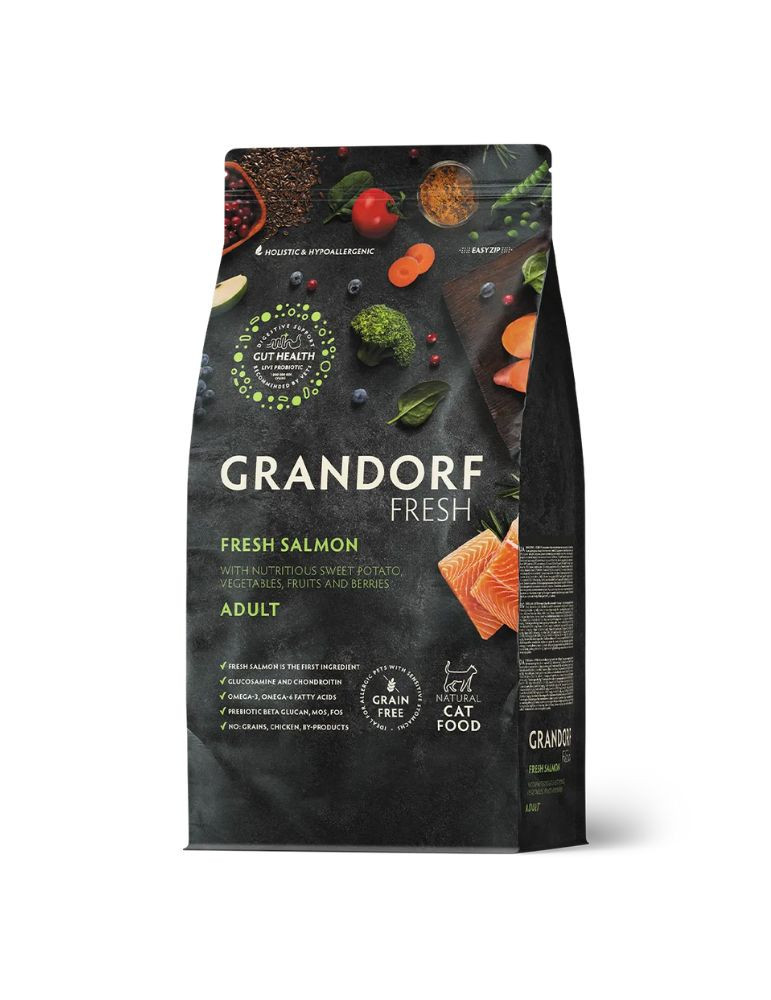 Croquettes chat adulte - Sans céréales - Saumon - Grandorf Fresh