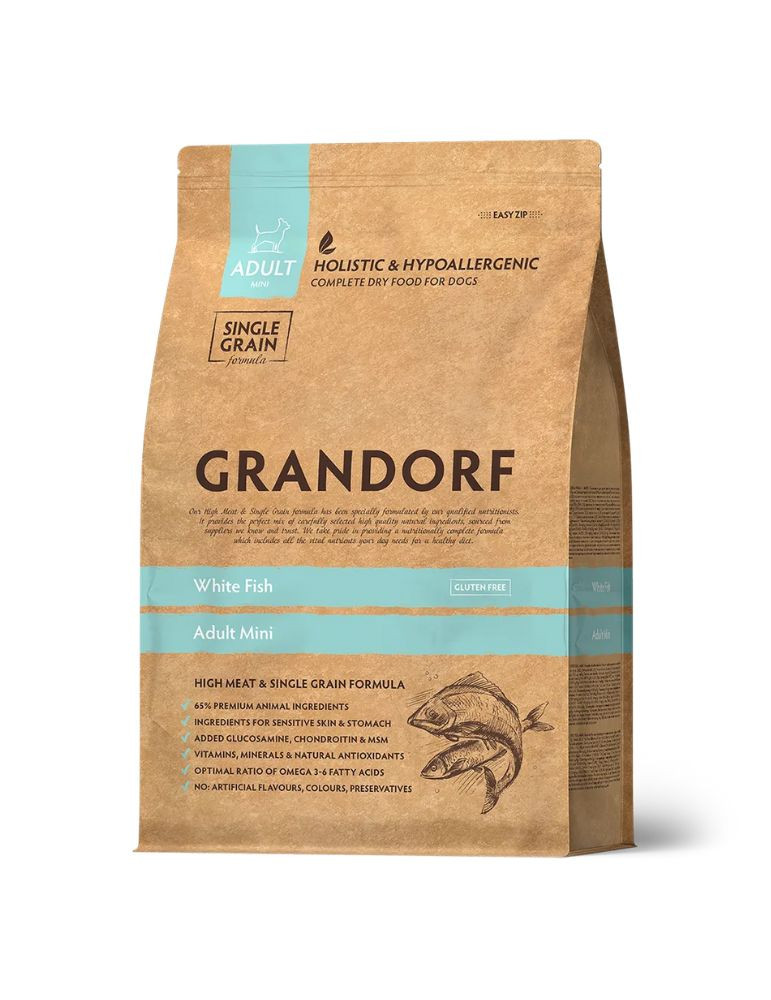 Croquettes poisson blanc - Chien petite race – Hypoallergénique et digeste - Grandorf