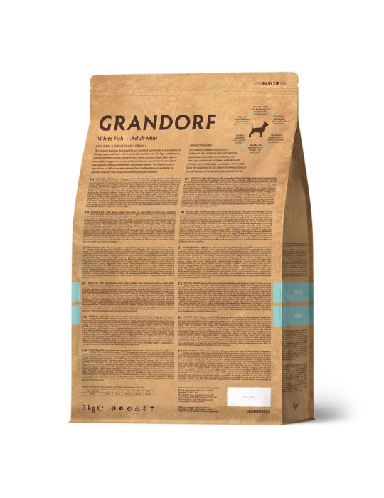 Croquettes chien adulte petite taille Grandorf – Poisson Blanc sans gluten