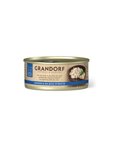 Pâtée Chat Grandorf Poulet et Bar Sans Céréales 70g