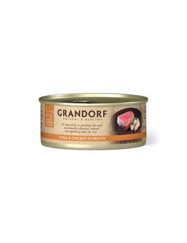 Pâtée Chat Grandorf Thon et Poulet Sans Céréales 70g