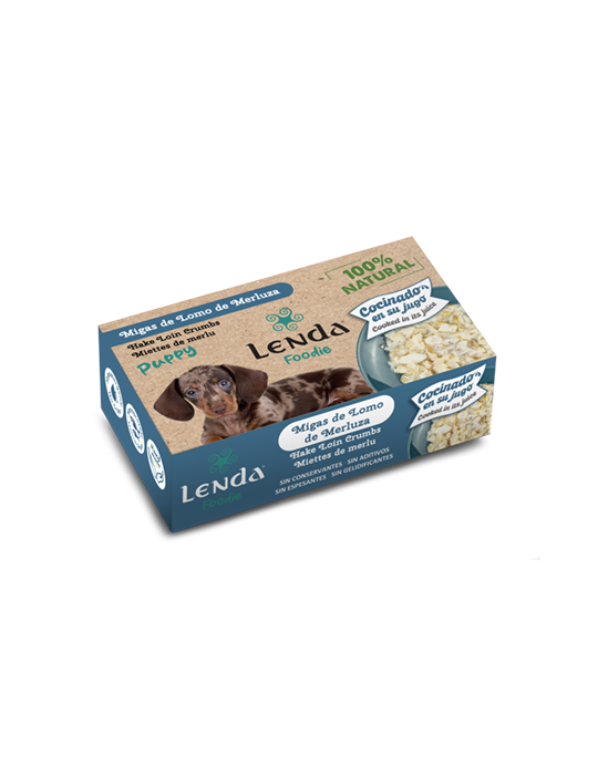 Merlu naturel pour chiot – Aliment humide complémentaire 100 % naturel – Lenda Foodie Puppy