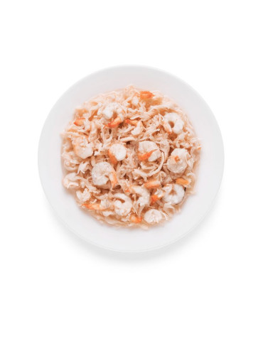 Pâtée chat adulte sans céréales Poulet et Crevettes Grandorf 70g 2