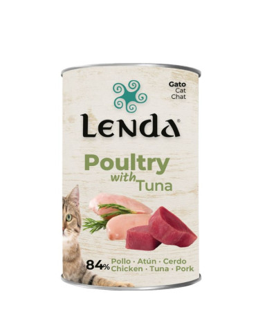 Pâtée chat adulte toutes races - Volaille et thon - Lenda 400g