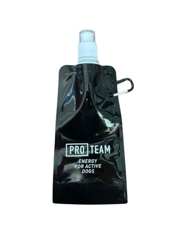 Gourde pliable noire 420 ml avec mousqueton – PRO TEAM