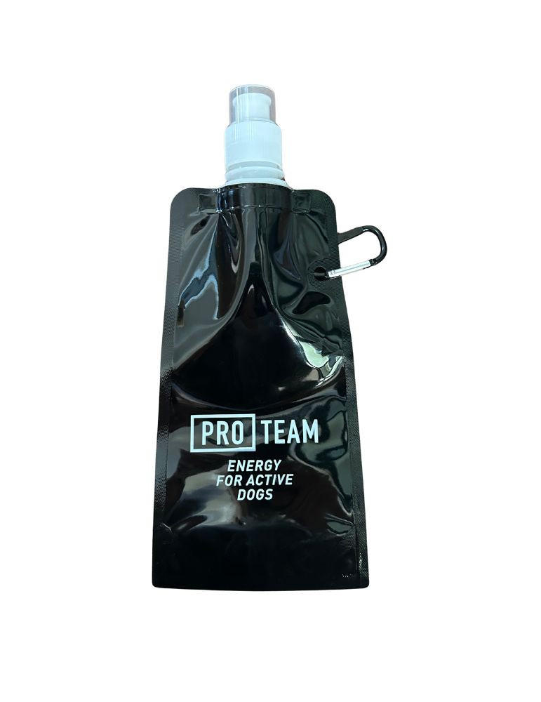 Gourde pliable noire 420 ml avec mousqueton – PRO TEAM