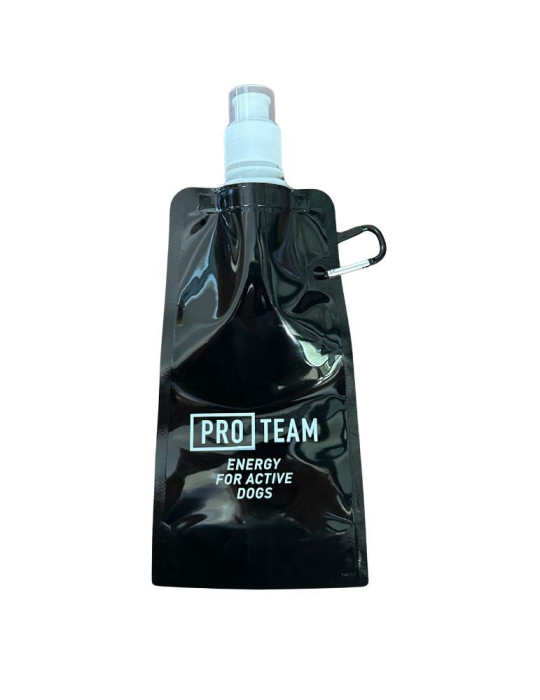 Gourde pliable noire 420 ml avec mousqueton – PRO TEAM