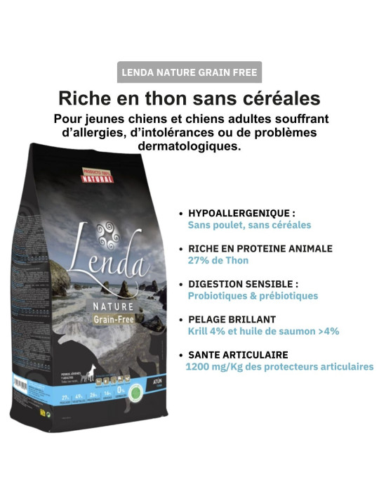 Croquettes chien au thon sans céréales – Allergies, digestion sensible et peau saine - Lenda