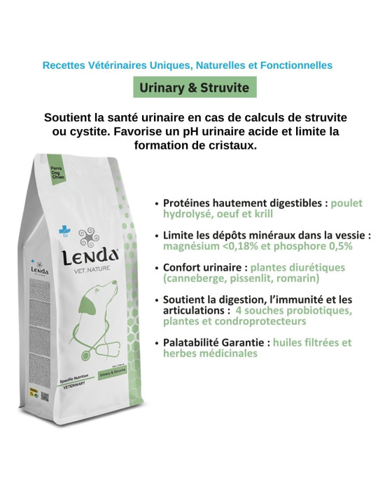 Croquettes chien urinaires struvite – Toutes races – À la volaille – Lenda Vet Urinary & Struvite