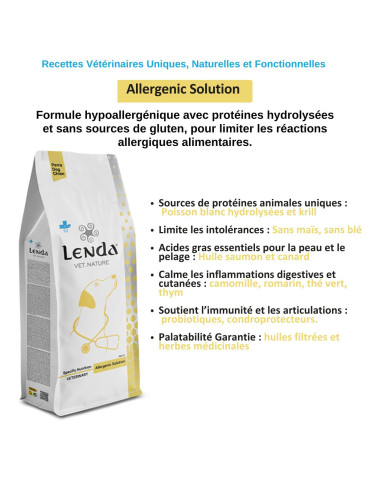 Croquettes au poisson pour les chiens adultes souffrant d'allergies alimentaires - LENDA Chien "Vet Dog Allergenic Solution" 2