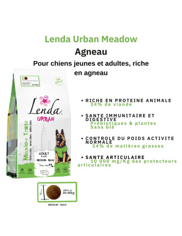 Croquettes à l'agneau  pour chien toutes races toutes tailles -LENDA Chien Urban Meadow Taste 2