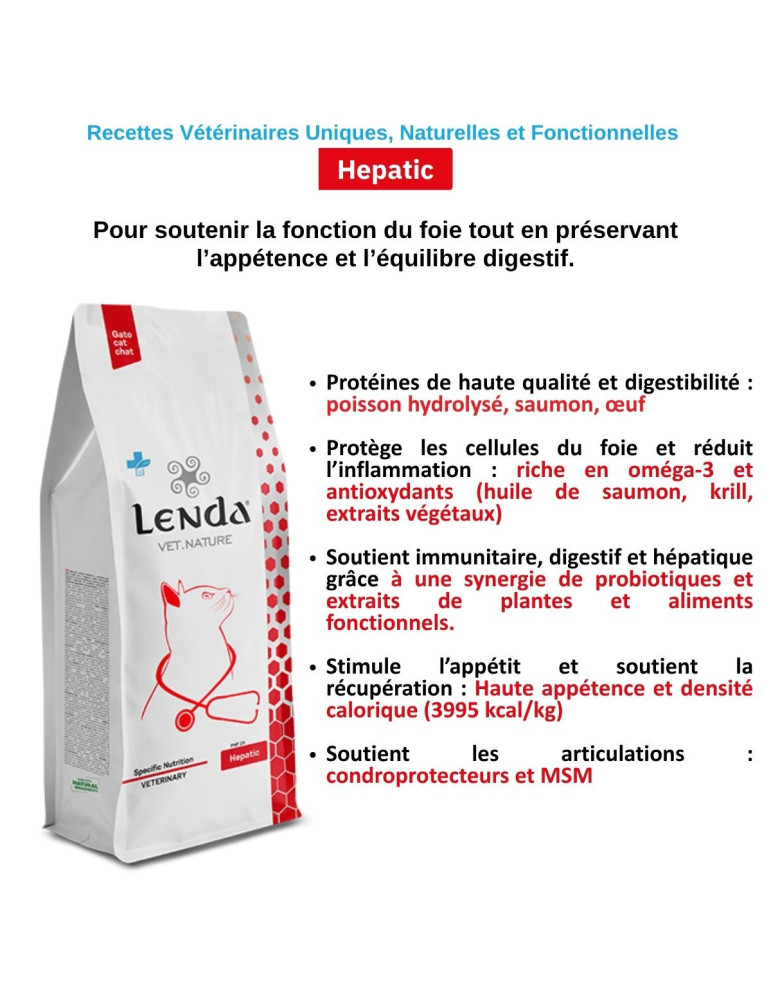 Croquettes chat adulte soutien hépatique – poisson | Lenda (VET)