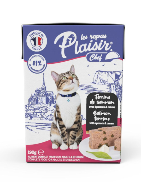 Pâtée chat stérilisé saumon – terrine | Repas Plaisir Chef