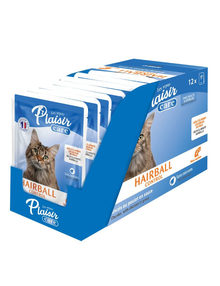 Sachet fraîcheur chat adulte boules de poils poulet | Repas Plaisir Care