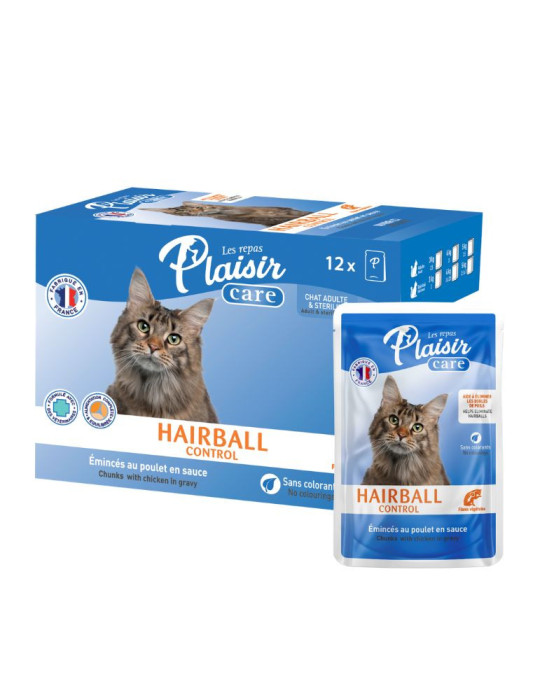 Sachet fraîcheur chat adulte boules de poils poulet | Repas Plaisir Care