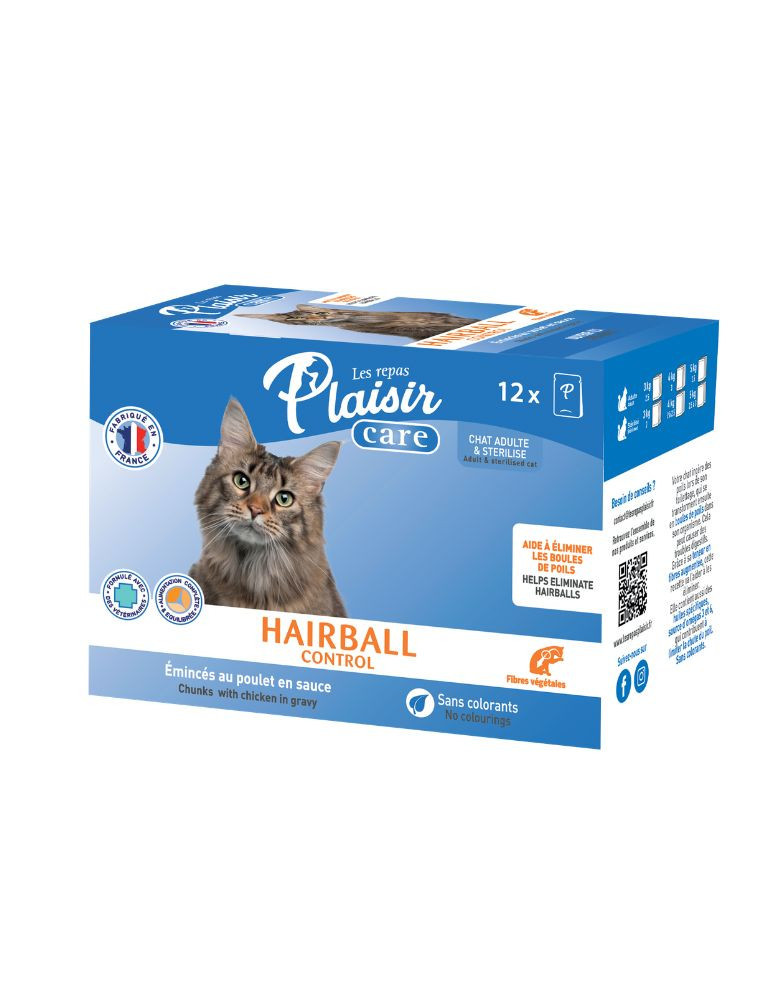 Sachet fraîcheur chat adulte boules de poils poulet | Repas Plaisir Care
