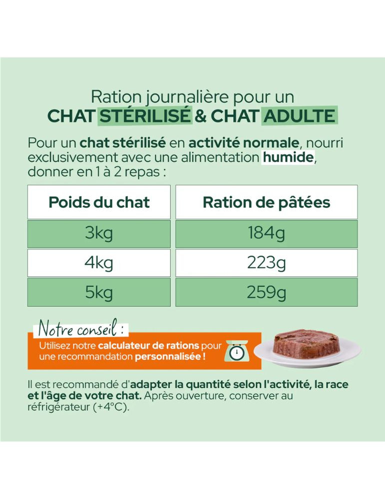 Pâtée chat stérilisé sans céréales volaille – énergie | Équilibre & Instinct