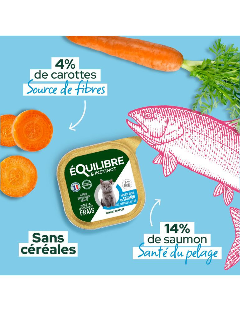 Pâtée mousse chaton saumon – croissance | Équilibre & Instinct