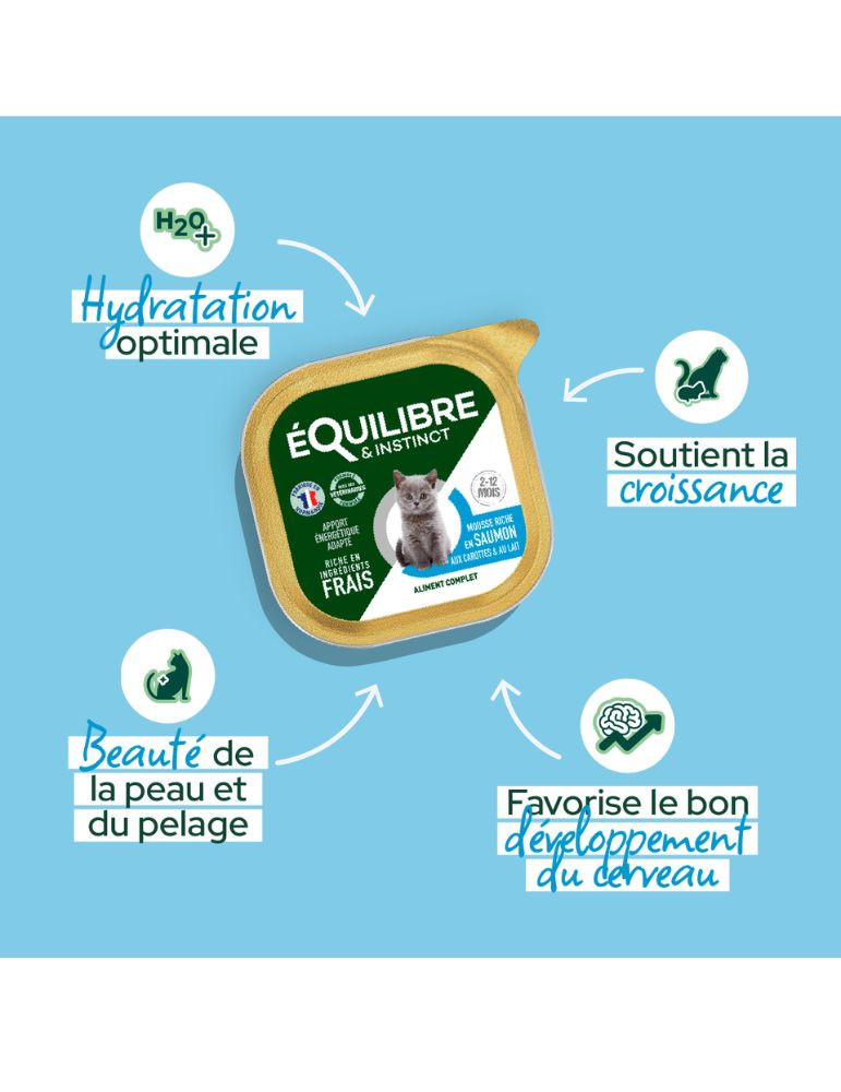 Pâtée mousse chaton saumon – croissance | Équilibre & Instinct