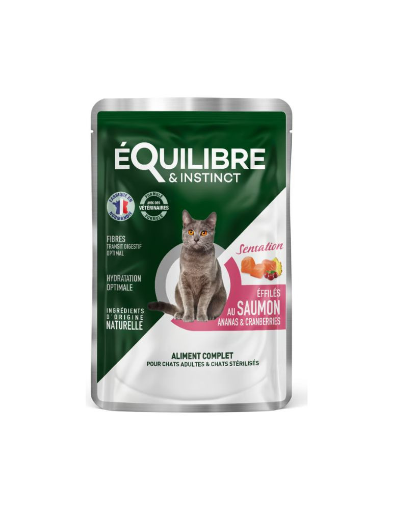 Sachet fraîcheur chat stérilisé sans céréales digestion & satiété – saumon | Équilibre & Instinct