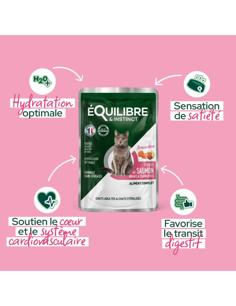 Sachet fraîcheur chat stérilisé saumon – digestion | Équilibre & Instinct