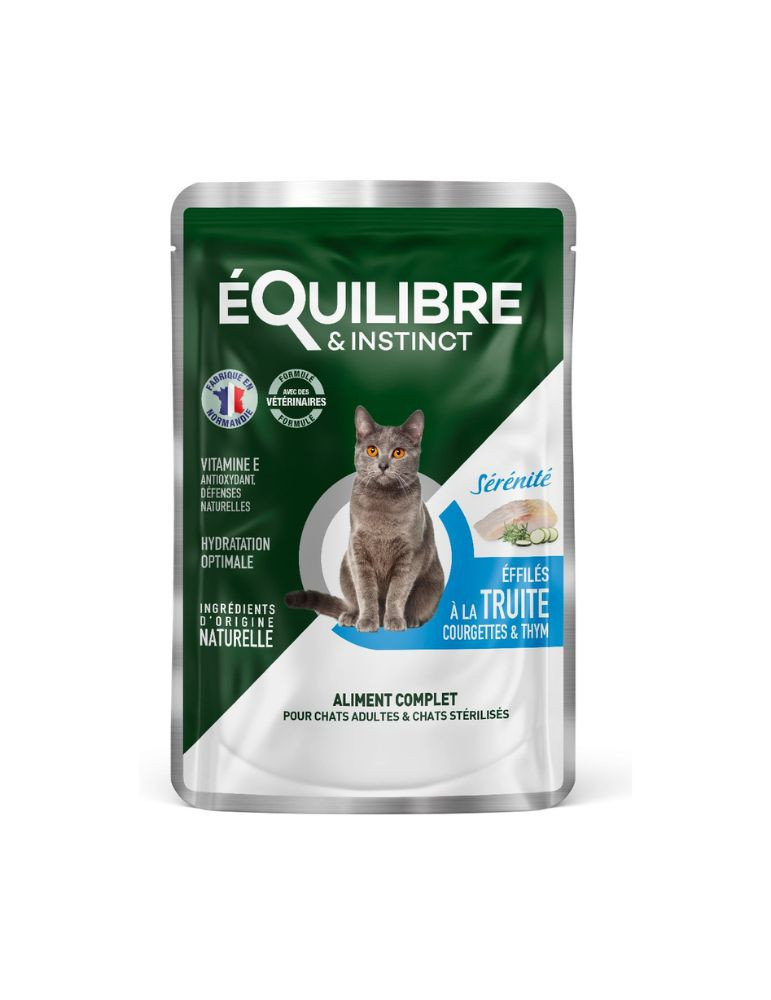 Sachet fraîcheur chat stérilisé à la  truite | Équilibre & Instinct
