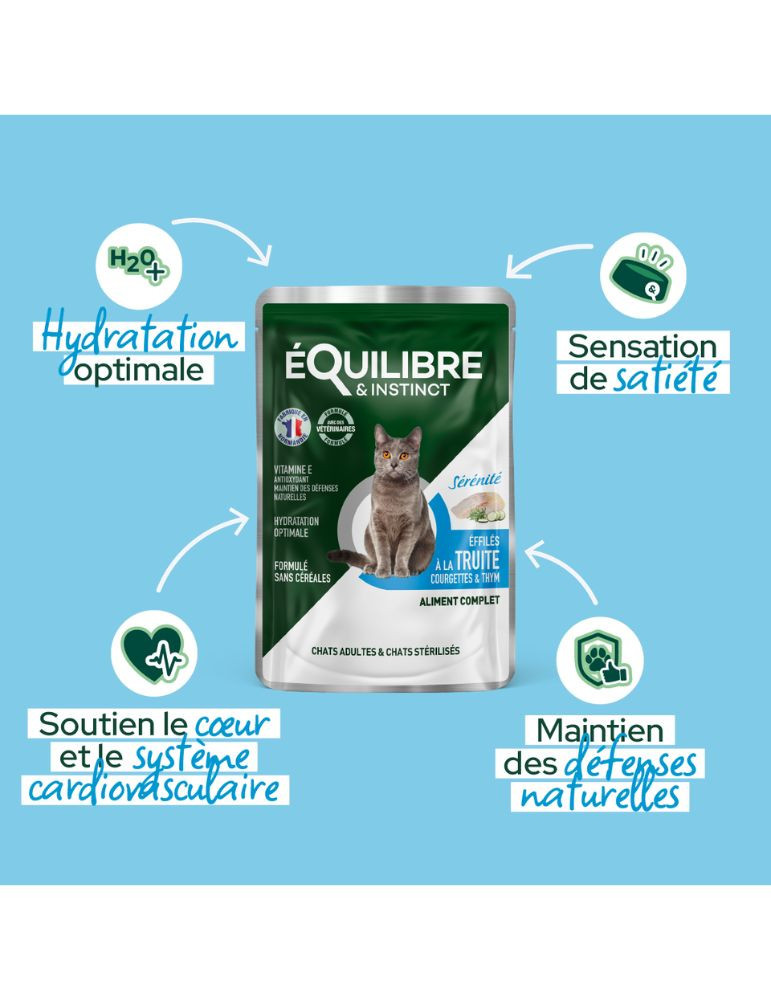 Sachet fraîcheur chat stérilisé truite – défenses | Équilibre & Instinct