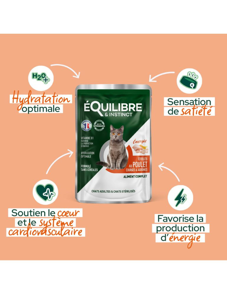 Sachet fraîcheur chat stérilisé poulet – énergie | Équilibre & Instinct