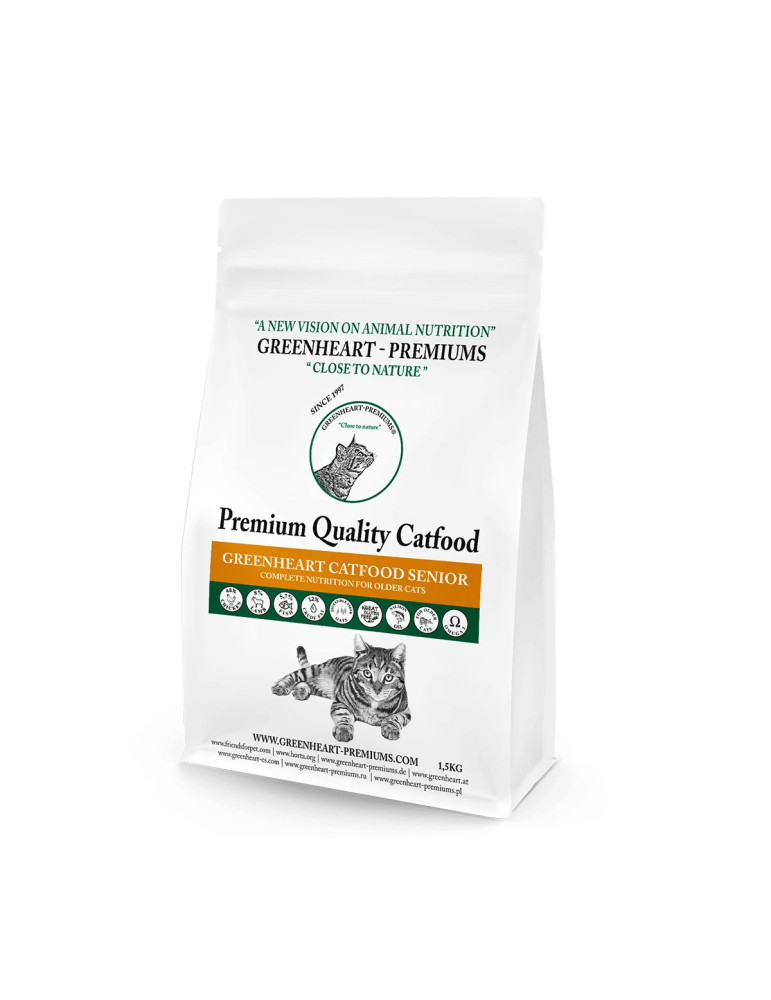 Croquettes hypoallergéniques pour chat âgé toutes races - Poulet, agneau et poisson - Greenheart chat Senior
