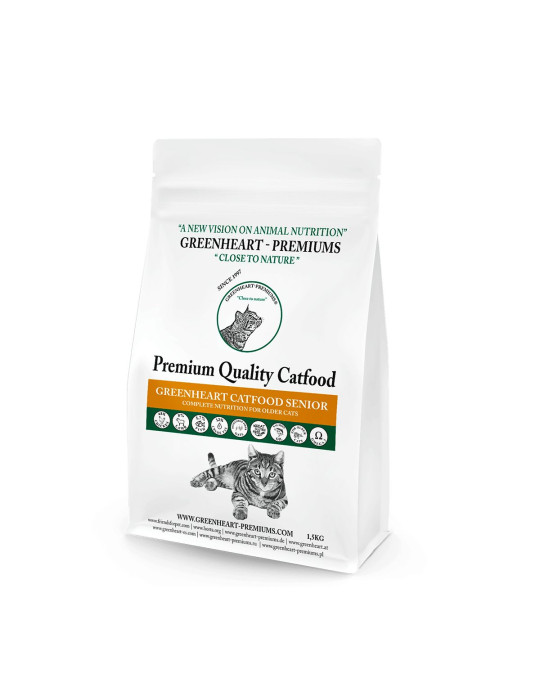 Croquettes hypoallergéniques pour chat âgé toutes races - Poulet, agneau et poisson - Greenheart chat Senior