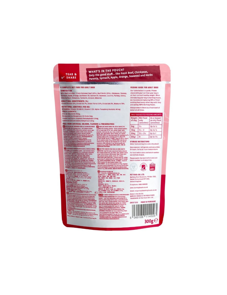 Barking Heads Pâtée Chien Boeuf