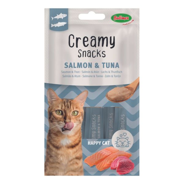 Friandise à lécher pour chat bubimex x4, thon/saumon, 60g